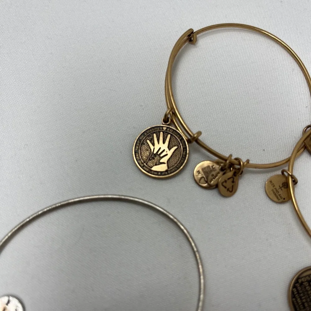 Alex and Ani Bangle Bracelet Lot of 8 Aunt Tree of Life Marathon Football & more